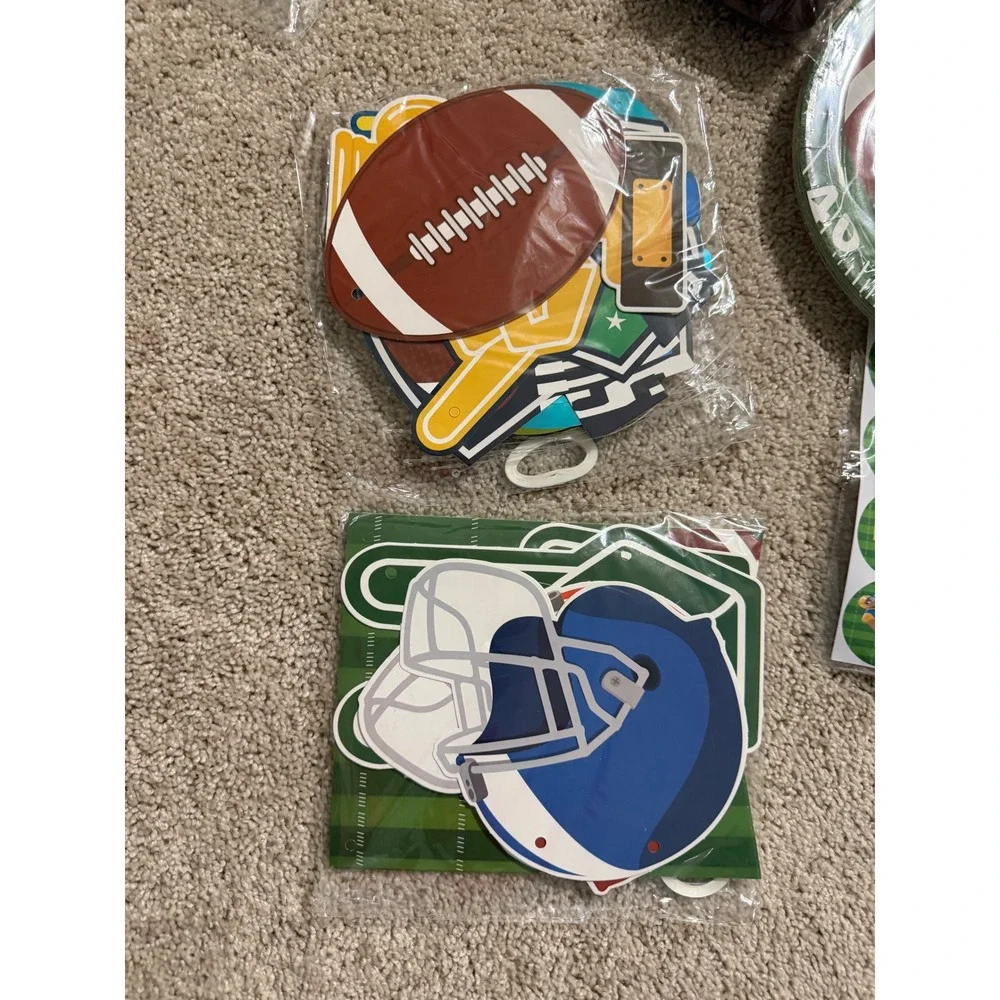 Football Party‎ Supplies Pack Plates Cups Napkins Decorations Game Day Bash